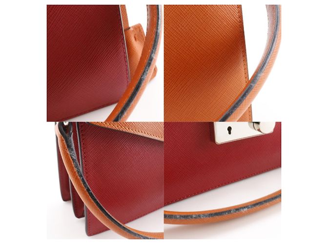 Borsa a spalla 2 in 1 Saffiano BN924K di Prada Rosso Arancione - vista 18