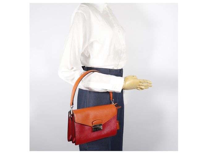 Borsa a spalla 2 in 1 Saffiano BN924K di Prada Rosso Arancione - vista 19