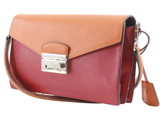Borsa a spalla 2 in 1 Saffiano BN924K di Prada Rosso Arancione - vista 2