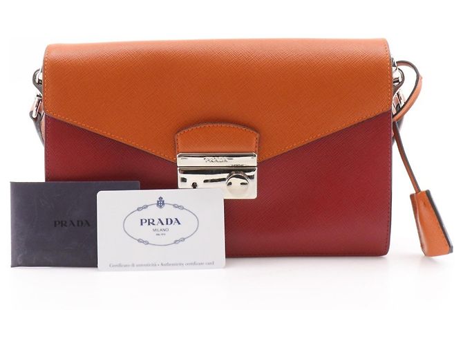 Borsa a spalla 2 in 1 Saffiano BN924K di Prada Rosso Arancione - vista 20