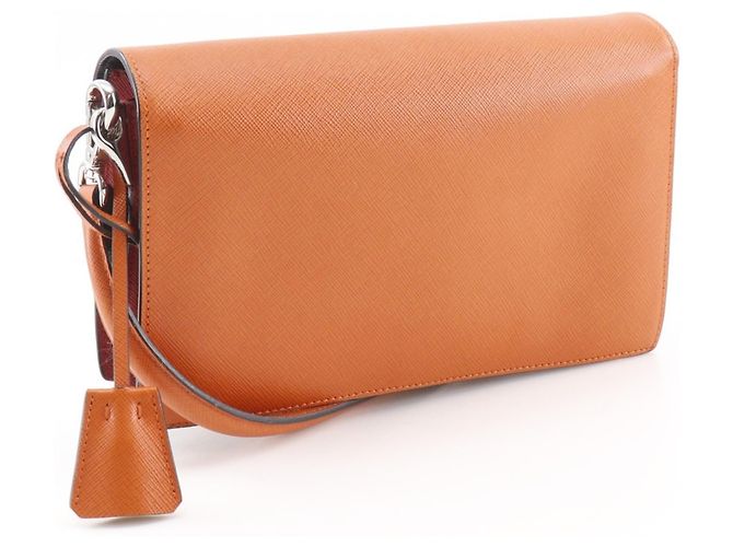 Borsa a spalla 2 in 1 Saffiano BN924K di Prada Rosso Arancione - vista 3