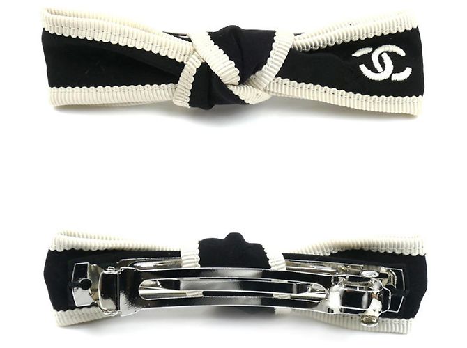 Accessorio per capelli con fiocco in seta Coco Mark di Chanel Nero Bianco - vista 3
