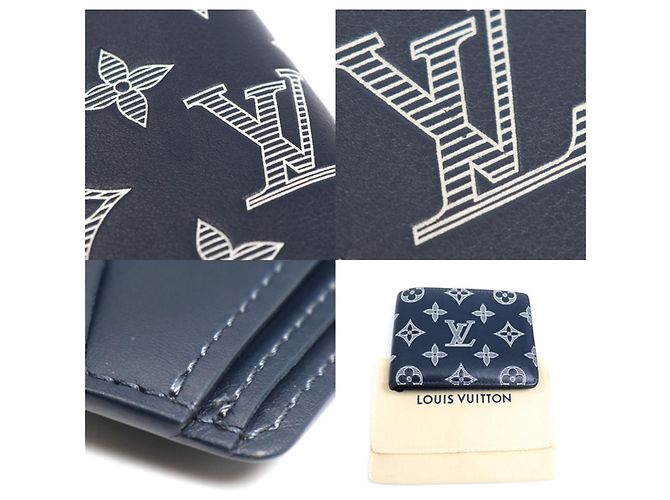 Louis Vuitton Navy Monogram Shadow Bifold Wallet Navy blue - view 6