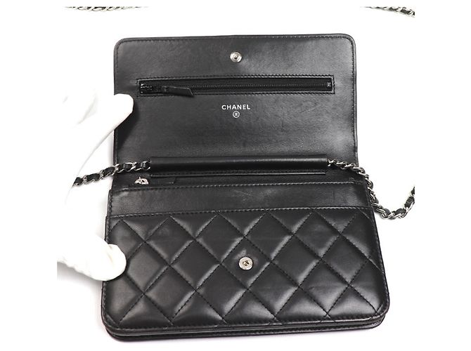 Borsa a Spalla in Pelle di Agnello Chanel Nero - vista 4
