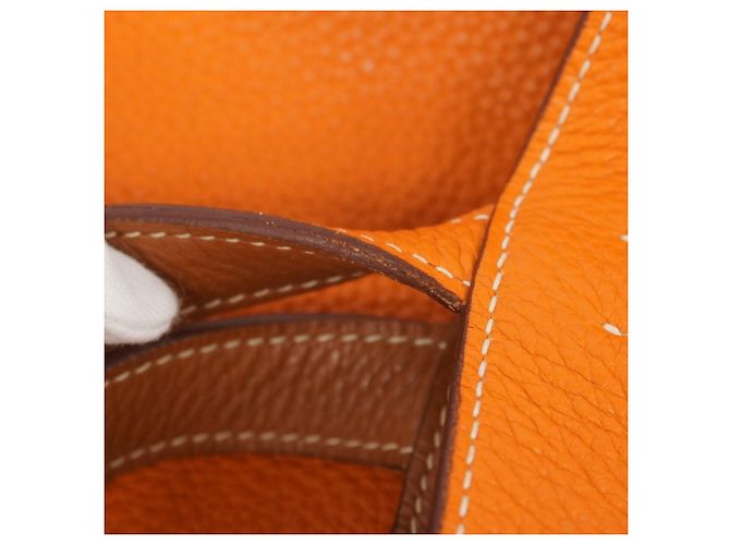 Borsa Tote Double Sens Hermès D'oro Arancione - vista 12