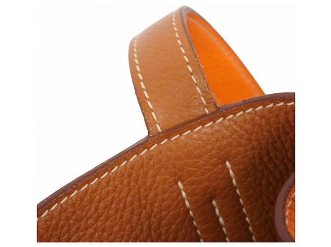 Borsa Tote Double Sens Hermès D'oro Arancione - vista 13