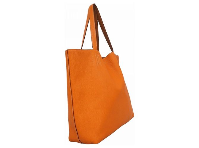 Borsa Tote Double Sens Hermès D'oro Arancione - vista 2