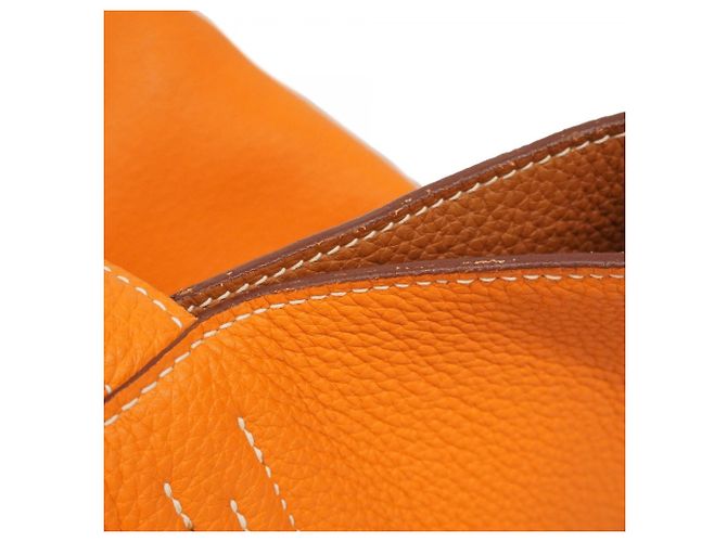 Borsa Tote Double Sens Hermès D'oro Arancione - vista 7