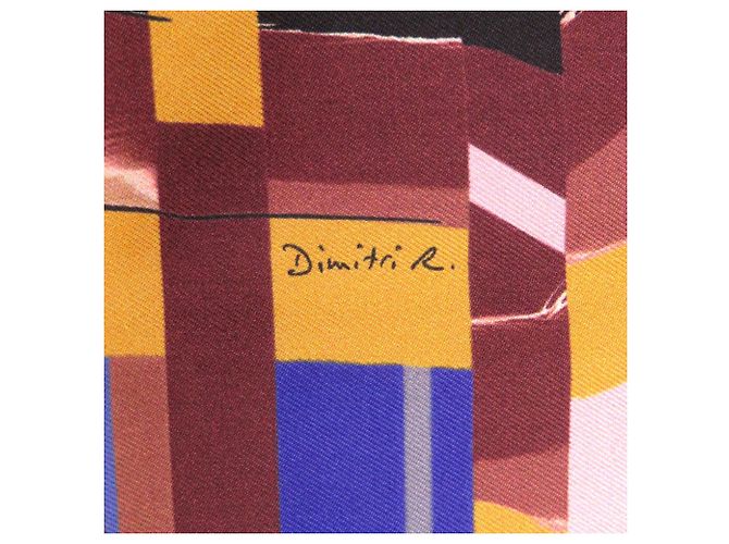 Foulard in seta Carré 90 Hermès Marrone Rosa Porpora - vista 2