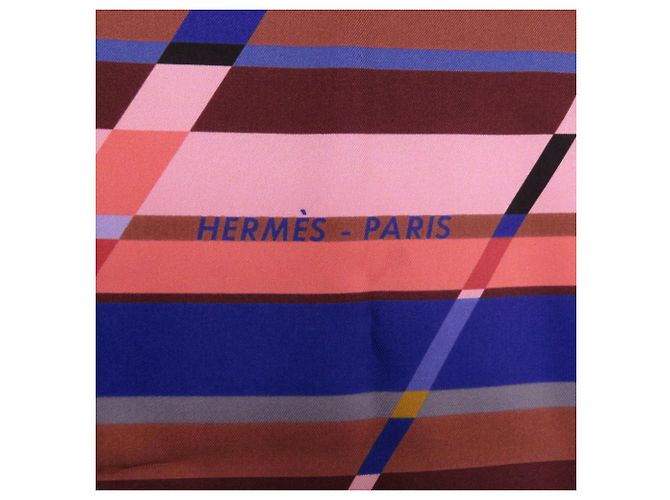 Foulard in seta Carré 90 Hermès Marrone Rosa Porpora - vista 3