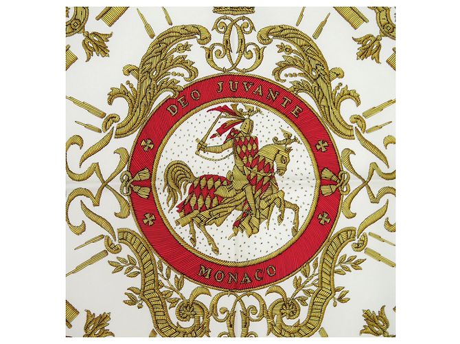 Foulard in seta Hermès Carré 90 DEO JUVANTE MONACO Bianco Rosso D'oro - vista 2