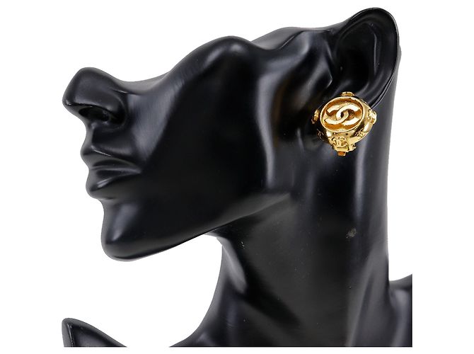 Orecchini rotondi a clip in oro placcato CC dorato di Chanel D'oro - vista 6
