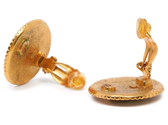 Orecchini rotondi a clip in oro placcato CC dorato di Chanel D'oro - vista 4