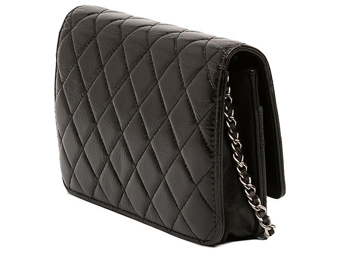 Wallet On Chain Cartera Chanel negra de piel patentada acolchada con cadena CC Negro - vista 2