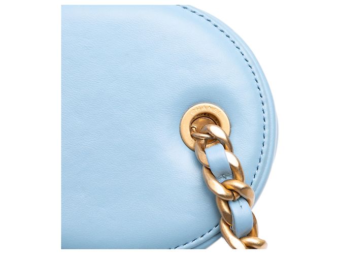 Chanel Mini CC Azul em Couro de Cordeiro Matelassado Vertical Vanity Case Azul claro - vista 10