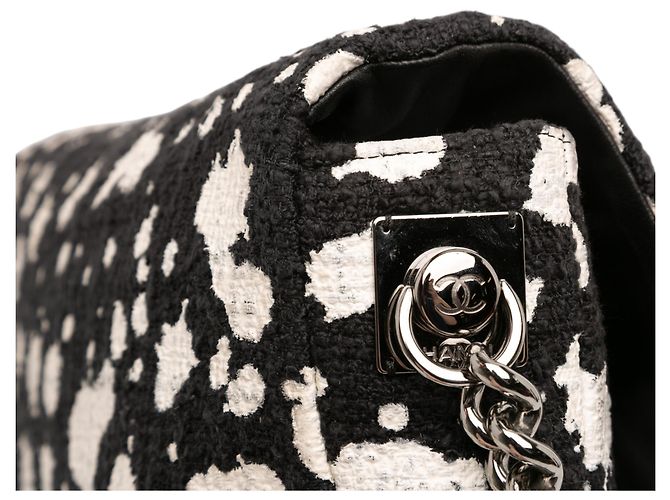 Chanel Nero CC Tweed Schizzi di Vernice Flap - vista 8