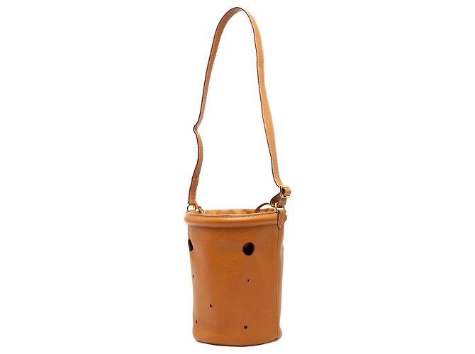 Secchiello PM Mangeoire in Clemence Marrone Hermès Caramello - vista 2