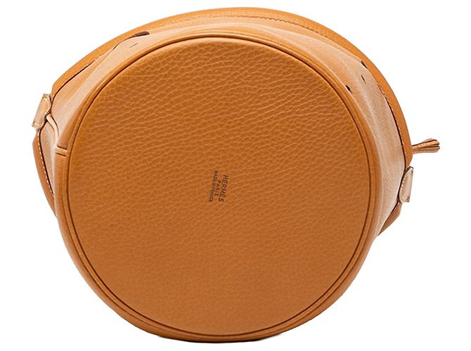 Secchiello PM Mangeoire in Clemence Marrone Hermès Caramello - vista 3