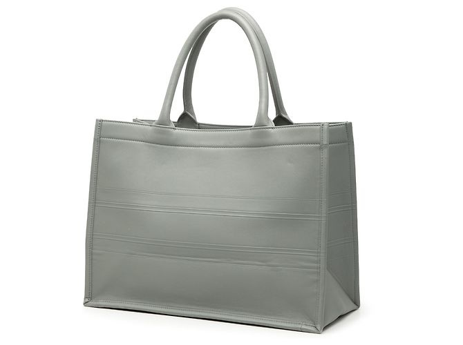 Book Tote Dior Borsa Libro Media in Pelle Grigia Embossed Marrone - vista 2