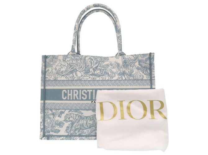 Borsa Tote Dior Book Medium mai usata Christian Dior Bianco Blu chiaro - vista 2