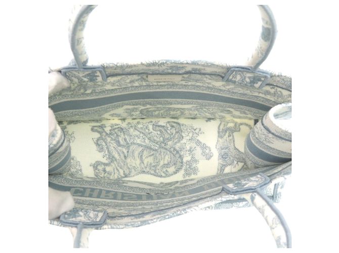 Borsa Tote Dior Book Medium mai usata Christian Dior Bianco Blu chiaro - vista 5