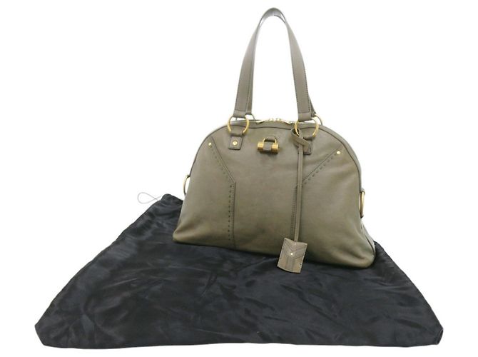 Bolsa de couro Yves Saint Laurent Muse Verde oliva - Ansicht 2