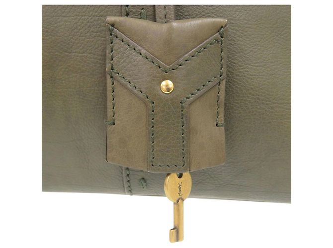 Bolsa de couro Yves Saint Laurent Muse Verde oliva - Ansicht 8