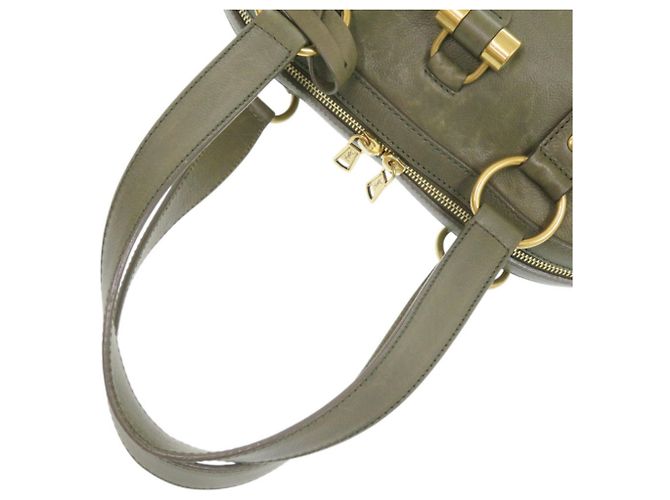 Bolsa de couro Yves Saint Laurent Muse Verde oliva - Ansicht 9