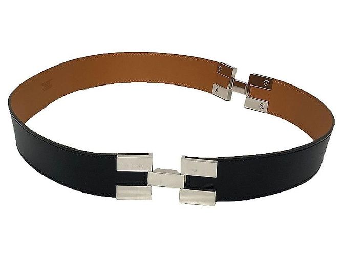 Hermès Black Leather Belt with Silver Buckle - view 2