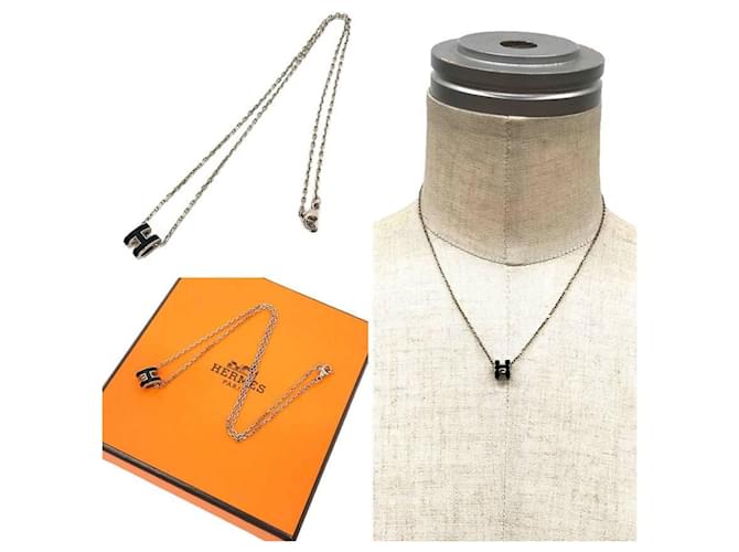Collana H Chain Mini Pop di Hermès Nero Argento - vista 2