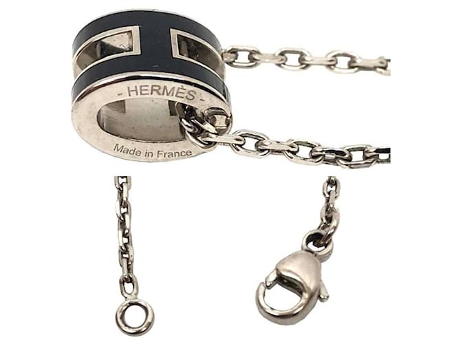 Collana H Chain Mini Pop di Hermès Nero Argento - vista 3