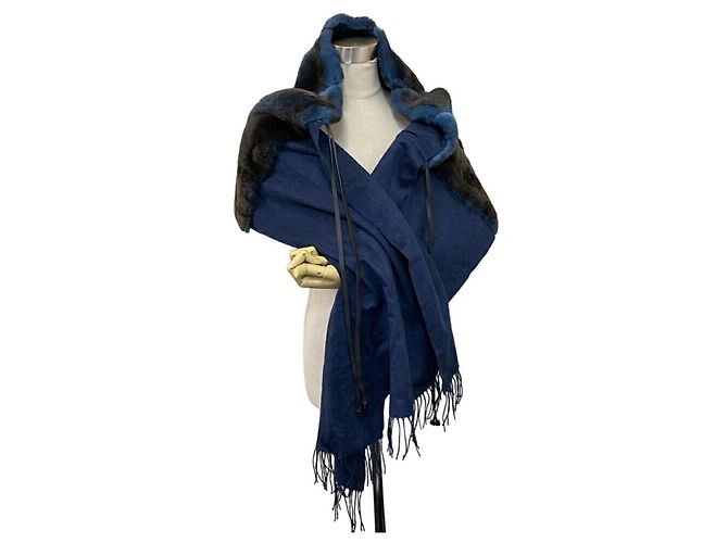 Sciarpa in seta e mohair Orirag di Fendi Blu navy - vista 10