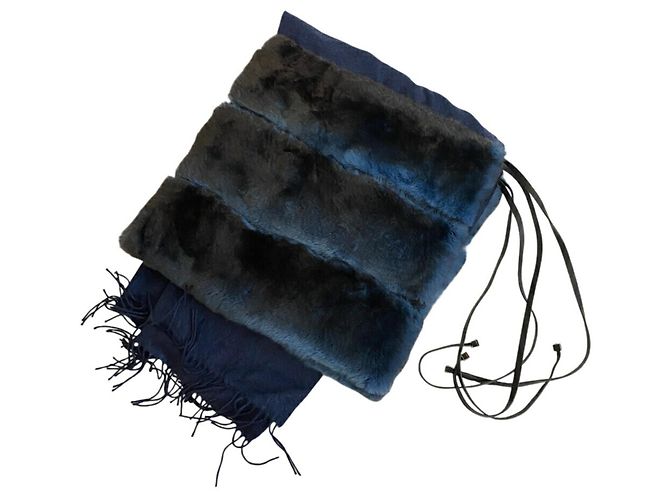 Sciarpa in seta e mohair Orirag di Fendi Blu navy - vista 3