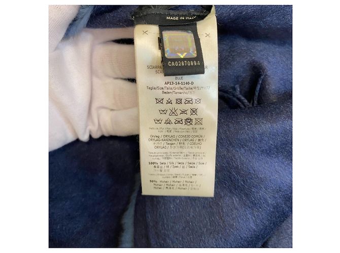 Sciarpa in seta e mohair Orirag di Fendi Blu navy - vista 7