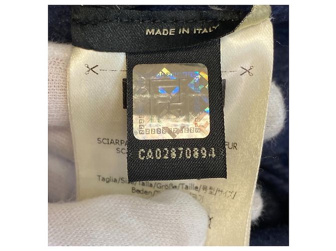 Sciarpa in seta e mohair Orirag di Fendi Blu navy - vista 8