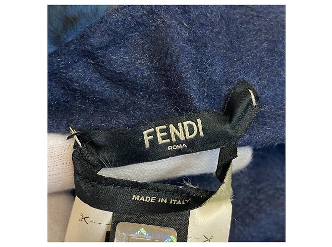 Sciarpa in seta e mohair Orirag di Fendi Blu navy - vista 9