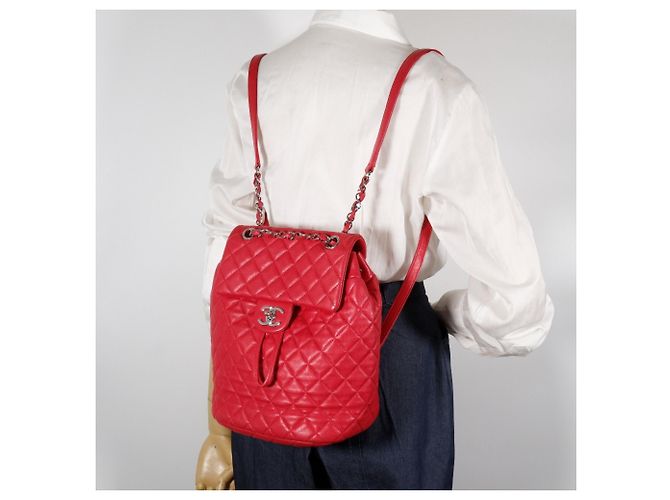 Chanel Matelasse Red Leather Backpack - view 18