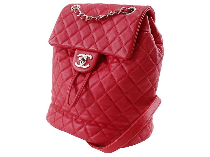 Chanel Matelasse Red Leather Backpack - view 2
