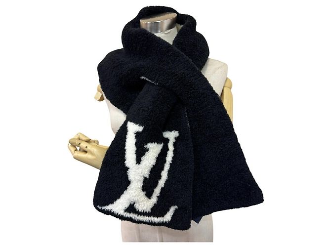 Cachecol de lã preto e branco Louis Vuitton - vista 10