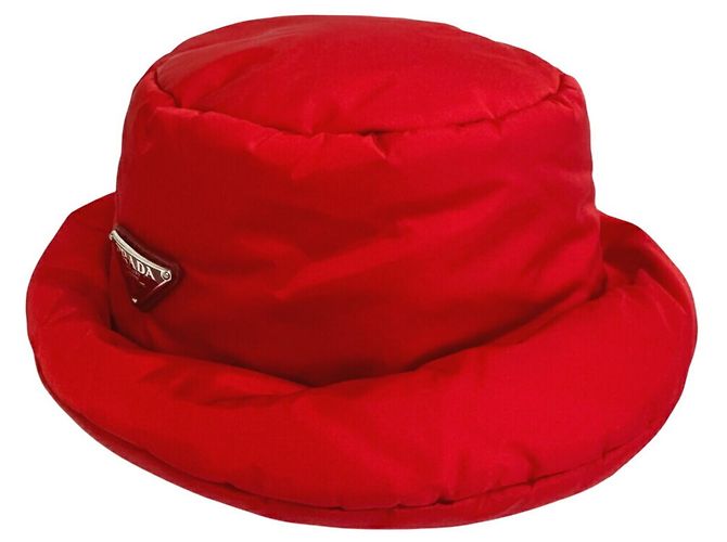 Chapéu bucket de metal Triângulo 1HC248 da Prada Vermelho - vista 4