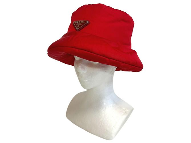 Chapéu bucket de metal Triângulo 1HC248 da Prada Vermelho - vista 8