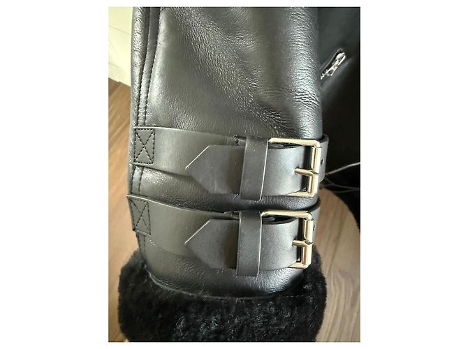 Chaqueta de motorista de cuero negro Velocite de Acne Studios con forro de shearling - vista 5