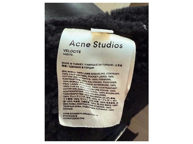 Chaqueta de motorista de cuero negro Velocite de Acne Studios con forro de shearling - vista 7