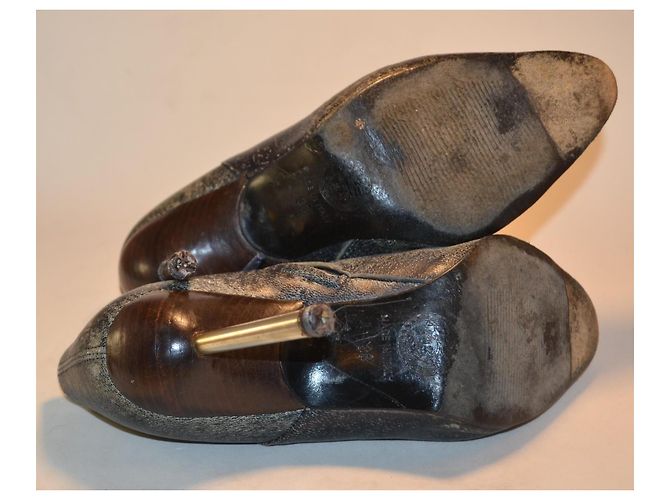 Botines Gianni Versace de cuero gris - vista 4