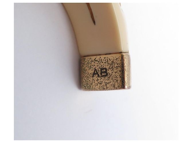 Aurelie Bidermann Clouté Caftan Bangle in Ivory Resin & 18K Gold White - view 5