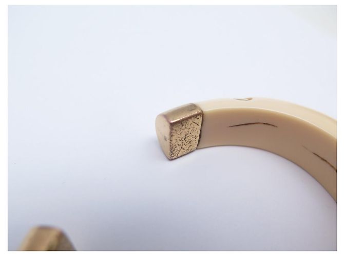 Aurelie Bidermann Clouté Caftan Bangle in Ivory Resin & 18K Gold White - view 6