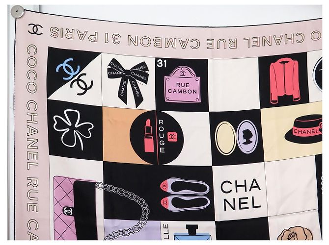FOULARD CHANEL CC TIMELESS CAMBON CAMELIA COCO 90 IN SETA Multicolore - vista 2