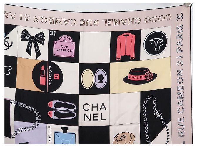 FOULARD CHANEL CC TIMELESS CAMBON CAMELIA COCO 90 IN SETA Multicolore - vista 3