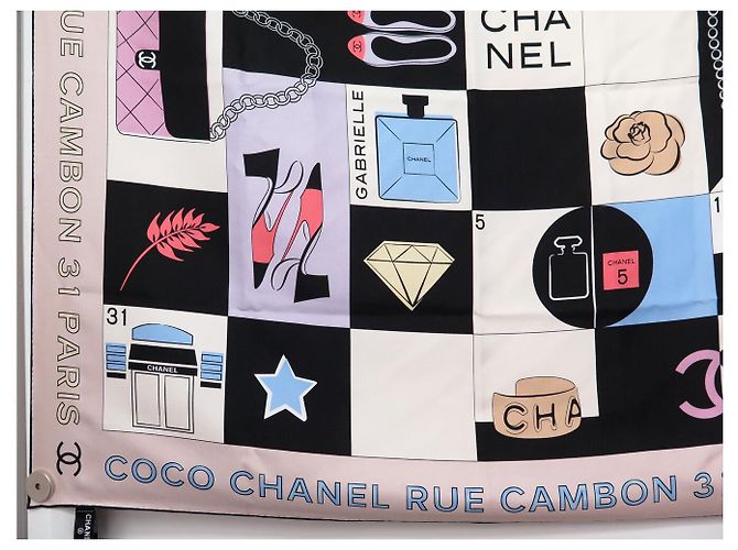 FOULARD CHANEL CC TIMELESS CAMBON CAMELIA COCO 90 IN SETA Multicolore - vista 5
