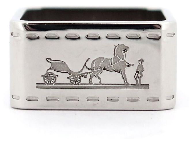 Ring Hermès NUOVO ANELLO PER FULARD QUADRATO HERMES BOLDUC H601463S PALLADIO Argento - vista 5